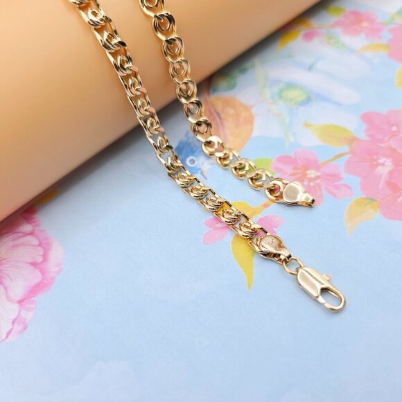 Rose Gold Round Chain Necklace Gold Plated on High Quality Brass, XPNL0073 - Picture 9 of 12